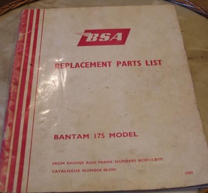 BSA Replacement Parts List, Teilebuch Bantam 175