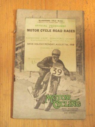 Official Programme Motorcycle Road Races Blandford Camp