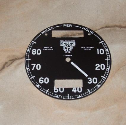 Tachometer Ziffernblatt Plastik Smiths 10-80 mpH