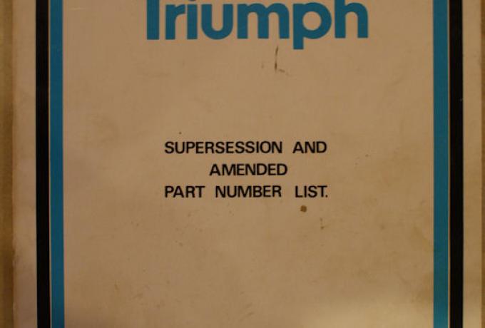 Norton Triumph supersession and amended part number list, Teilebuch