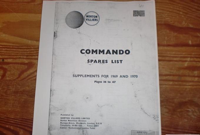 Norton Villiers Commando Spares List 1969/70, Teilebuch