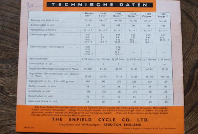 Royal Enfield Schwingrahmen Motorräder, Brochure