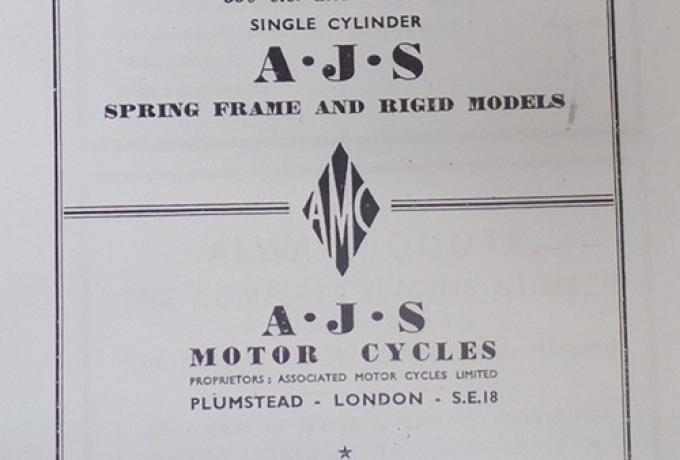 AJS Spares List 1951 350c.c/500c.c, Teilebuch