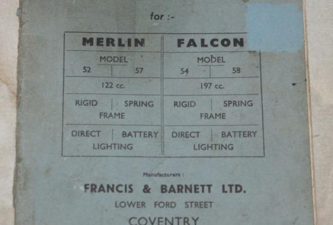 Francis Barnett instruction manual for Merlin models 52-57 and falcon models 54-58 / Betriebsanleitu