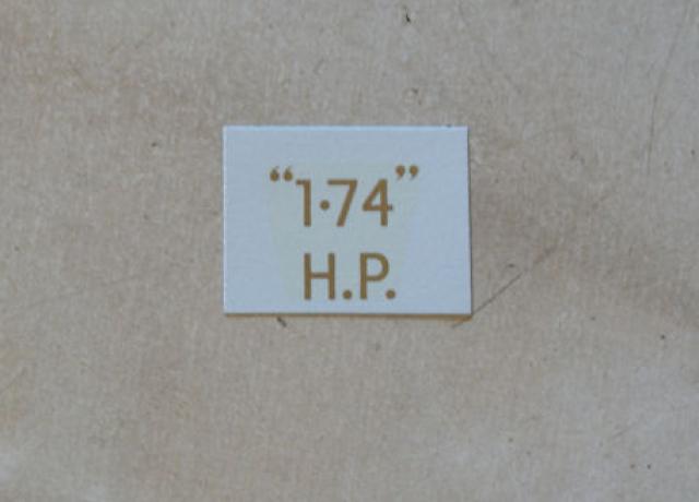 BSA "1.74" H.P. Abziehbild für Nummertafel hinten 1928-30