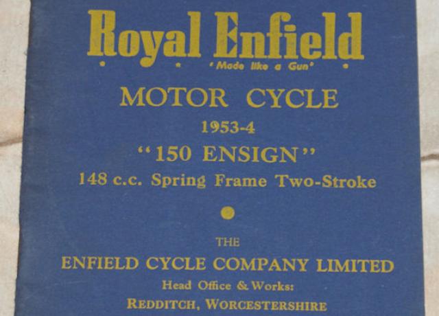 A list of spare and replacement parts for the Royal Enfield motor cycle 1953-54, Teilebuch