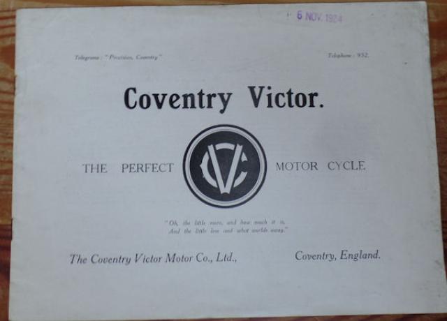 Coventry Victor, The Perfect Motor Cycle, 1924, Broschüre
