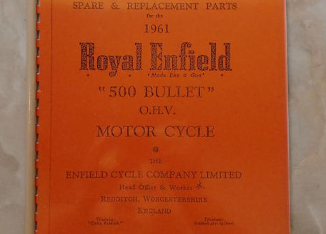 Royal Enfield 1961 "500 Bullet" OHV Spare Parts List, Teilebuch