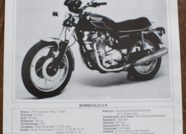 Triumph Bonneville U.K, Brochure