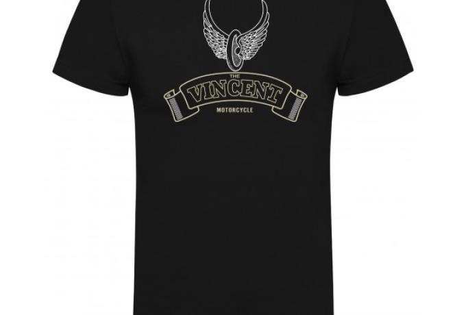 Vincent Winged Wheel T-Shirt Black - Medium