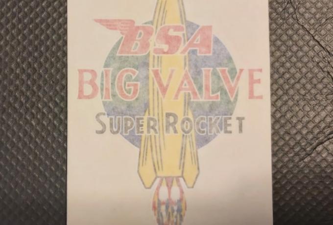 BSA Rocket. Big Valve. Tank Top Sticker. 1960/63