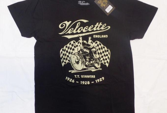 Velocette T-Shirt Winners Flag , Black. L