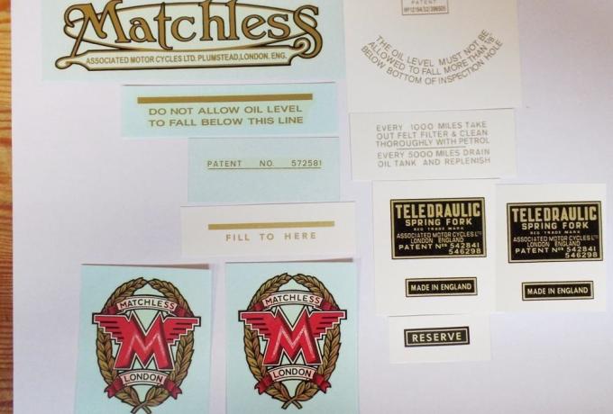 Matchless G9 - 1953, G3LS - 1953, G80S - 1952, G9 - 1952, G9 - 1954 G3 - 1954 Transfer Set 