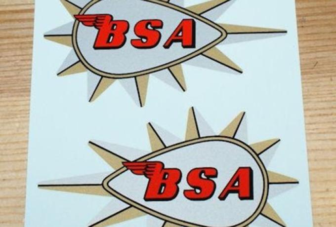 BSA Tank Vinyl Transfer / Sticker Pair. Spiked Teardrop 1965-