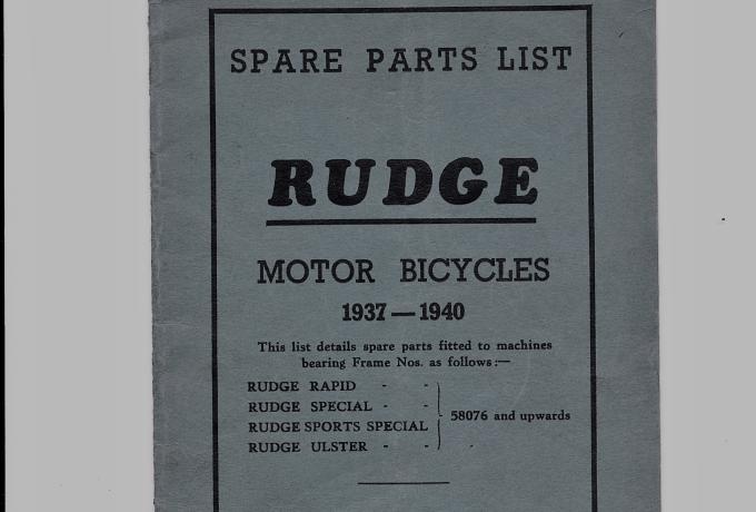 Rudge Spare Parts List 1937-1940