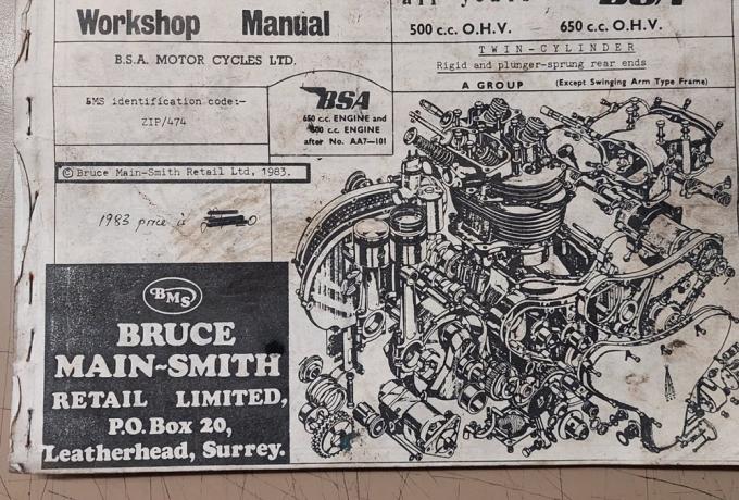 BSA 500cc 650cc O.H.V Workshop Manual used