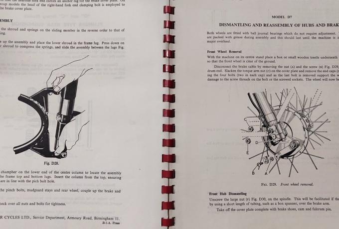 BSA D Group Models Service Sheets used