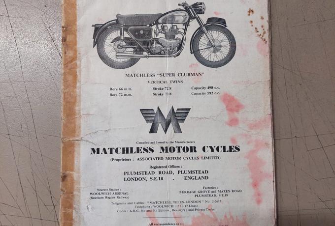 Matchless Super Clubman Spare parts list used