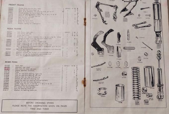 Matchless Super Clubman Spare parts list used