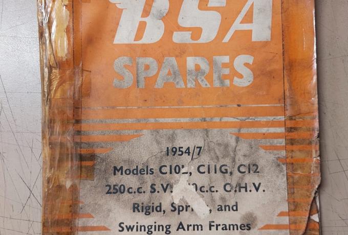 BSA 250cc Spare Parts List 1954-1957 used