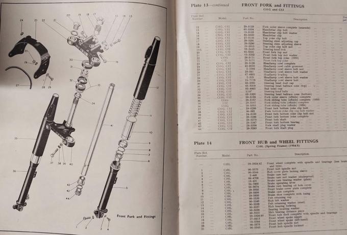 BSA 250cc Spare Parts List 1954-1957 used