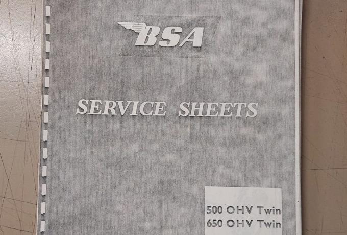 BSA 500 OHV Twin, 650 OHV Twin Service Sheets used