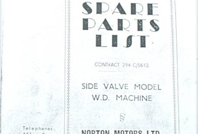 Norton Ersatzteil Buch SV Modell Milit. WD 16H, Kopie