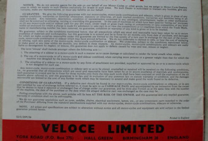 Velocette "Quality-Built Motor Cycles" Brochure