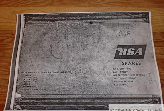 BSA Spares, Teilebuch 1967, Kopie, A65 Lightning, A65 Hornet, A65 Spitfire Mk. II Special, A65 Thund
