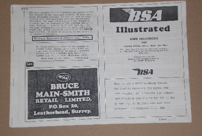 BSA Illustrated User Handbook 1967 Motor Cycle, 350c.c., BSA B40 Mk.I /Kopie