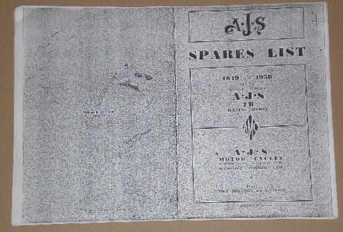 AJS Spares List 1949-1950, Teilebuchkopie