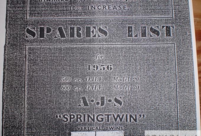 AJS Teilebuchkopie 1956 "Springtwin"Mod.20 Teilebuch