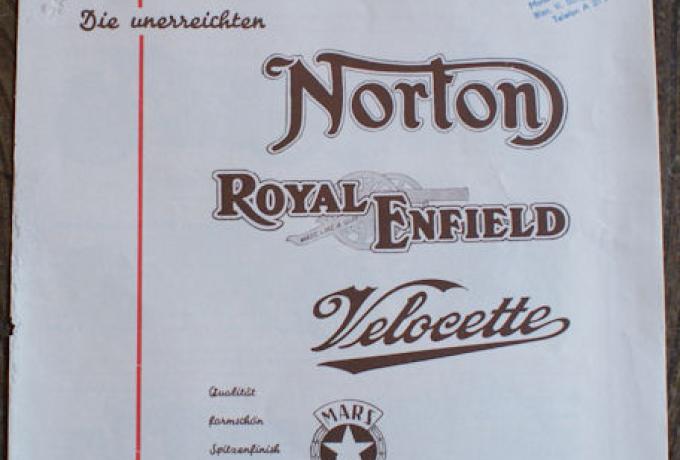 Prospekt, "Die unerreichten Norton Royal Enfield Velocette"