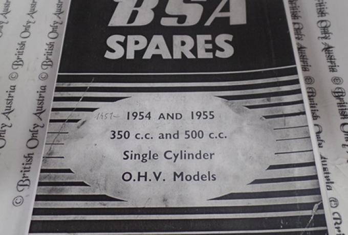 BSA 350/500cc Einzylinder OHV Teilebuch 1954-55, Kopie