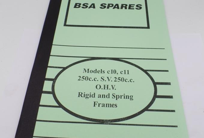 BSA Spare Parts List Catalogue Book C10.C11.250.SV.OHV Rigid  Spring 
