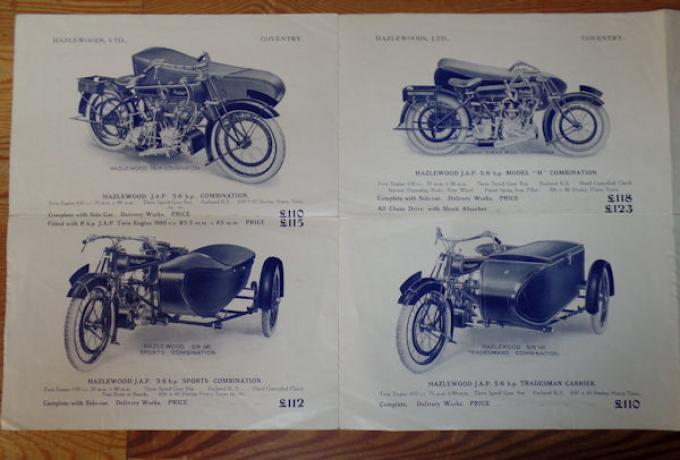 Hazlewood Motor Cycles and Cycles, The Big "H" Hazlewood, 1922, Brochure