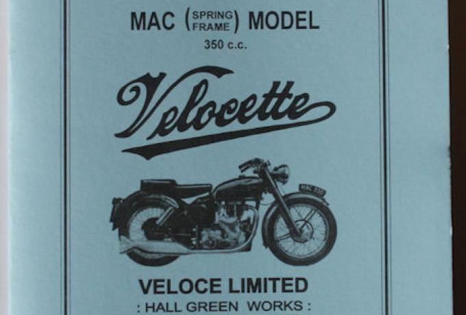 Velocette MAC (spring frame) Model 350cc Spare Parts List /Teilebuch