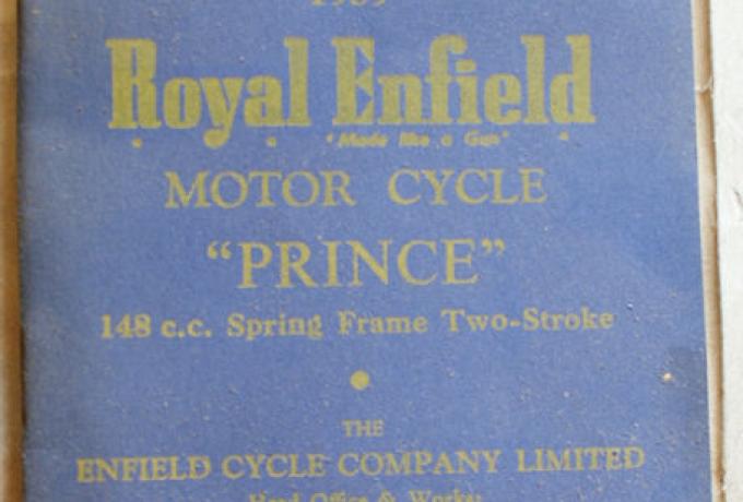 Royal Enfield "Prince" Spare Parts List 1959, Ersatzteilliste