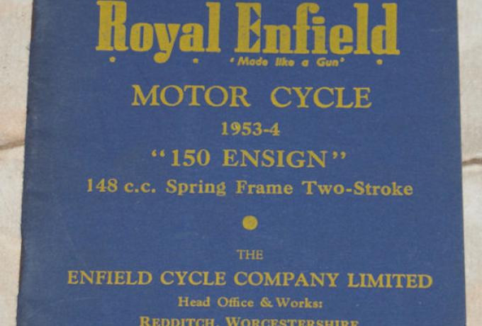 A list of spare and replacement parts for the Royal Enfield motor cycle 1953-54, Teilebuch