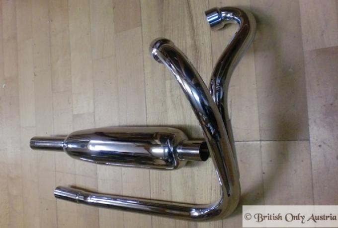 Triumph Siamese Exhaust Pipes and Silencer TR6/T120, Unit 650ccm  /Set