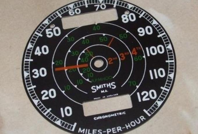 Smiths. Tachometer Zifernblatt Plastik 10-120MPH