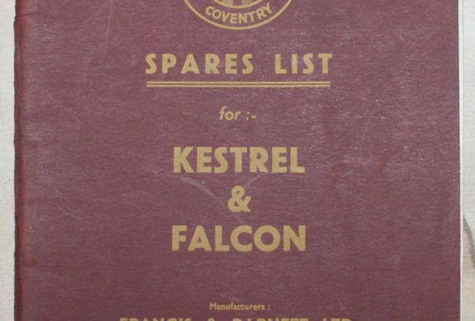 Spares list for Kestrel & Falcon 