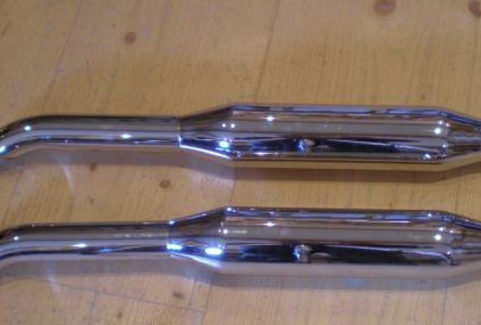 AJS/Matchless V-Twin Silencers 1 3/4" /Pair, Chrome. Model X 