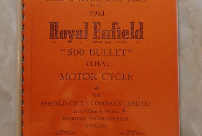Royal Enfield 1961 "500 Bullet" OHV Spare Parts List, Teilebuch