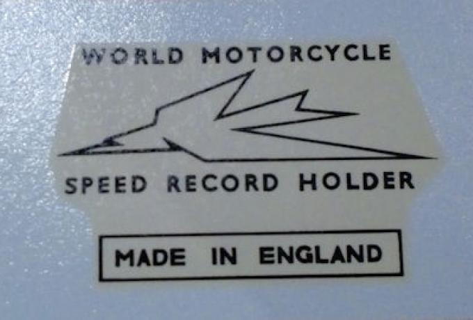 Triumph "World Motorcycle Speed Record Holder" Transfer 1956 on
