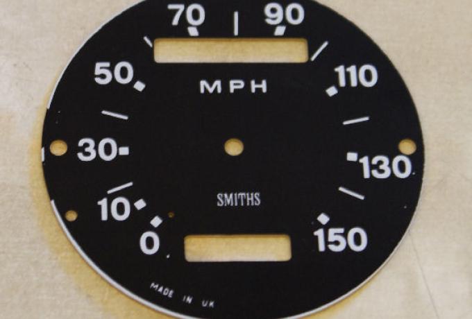 Tachometer Ziffernblatt Plastik Smiths 0-150 mph 