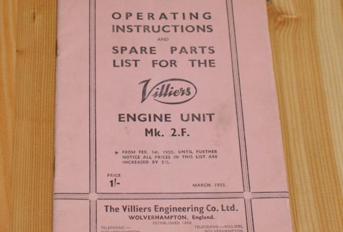 Villiers Operating Insturctions and spare parts list