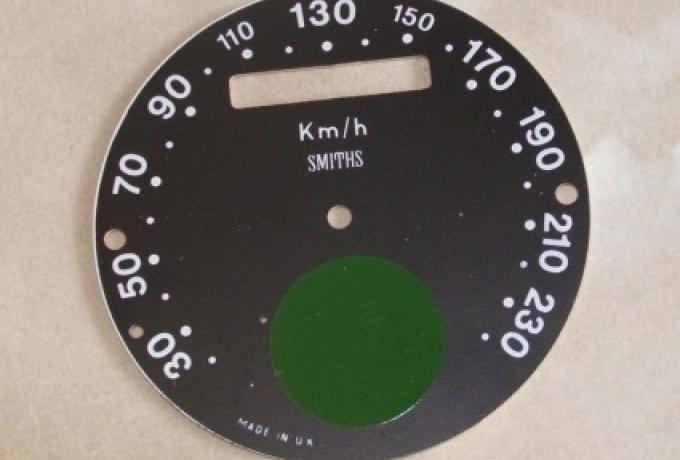 Tachometer Ziffernblatt Plastik Smiths 30-230 km/h