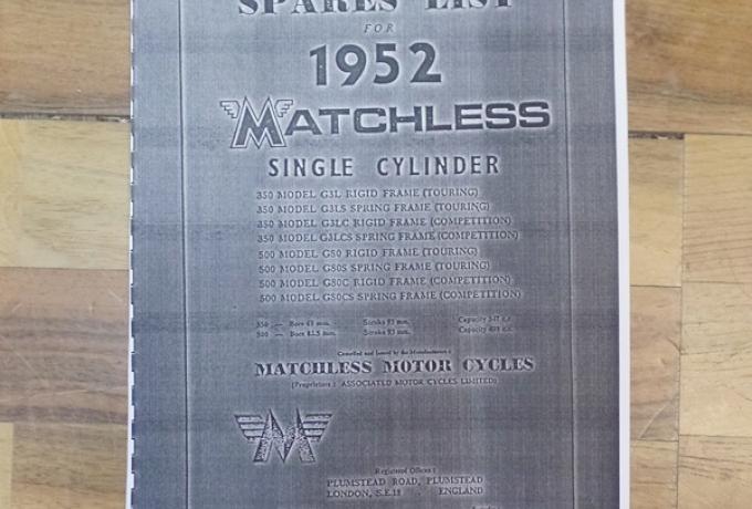 Matchless Single Cylinder 1952 Illustrated Spares List Copie