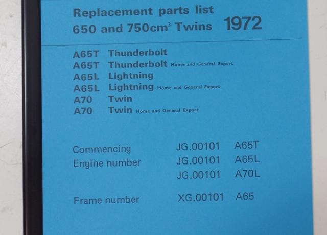 BSA A65/ A70 Parts Book 1972
